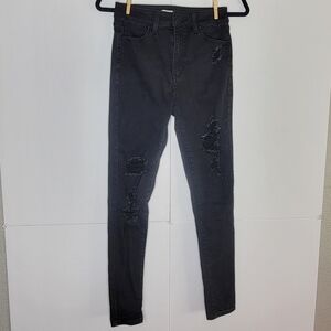SO Black Distressed Skinny Jeans Size 5 Juniors (Women 0-2) Stretch High Rise